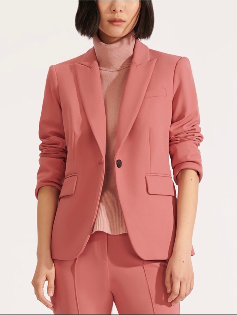 $695 Veronica Beard Cutaway Single Breasted Pink Mauve Dickey Jacket Blazer Sz 6